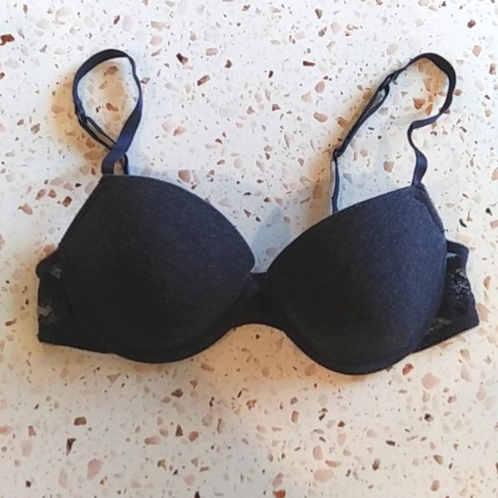 Esmara | Denim-look Knit Underwire Seamless Bra Lace Accents | 36B
